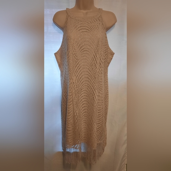 Giani Bernini Dresses & Skirts - Giani Bernini Tan Ribbed Halter Sheath Dress